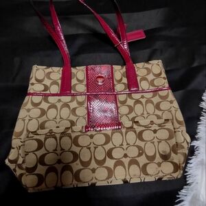 Coach purple snake skin bag